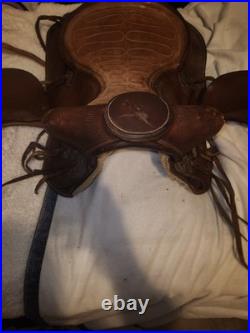 Western Saddle Leather Horse Rider Used Country Cowboy Farm Prop In Kansas City