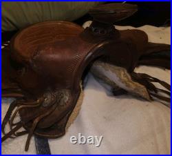 Western Saddle Leather Horse Rider Used Country Cowboy Farm Prop In Kansas City