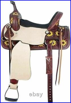 Western Saddle Premium Leather Barrel Trail Horse Tack with Set Size 10 to 18