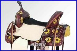 Western Saddle Premium Leather Barrel Trail Horse Tack with Set Size 10 to 18