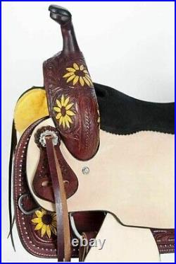 Western Saddle Premium Leather Barrel Trail Horse Tack with Set Size 10 to 18