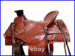Western Saddle Ranch Trail Hard Seat Cowgirl Tooled Leather Tack 15 16 17 18