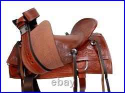 Western Saddle Ranch Trail Hard Seat Cowgirl Tooled Leather Tack 15 16 17 18