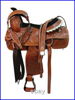 Western Saddle Roping Ranch Pleasure Tooled Used Leather Trail Tack 15 16 17 18