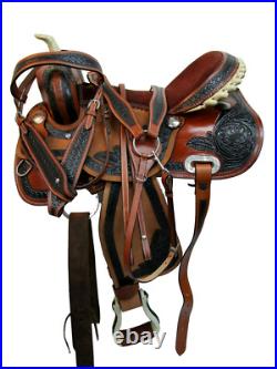 Western Saddle Trail Horse Barrel Racing Pleasure Used Leather Tack 15 16 17 18