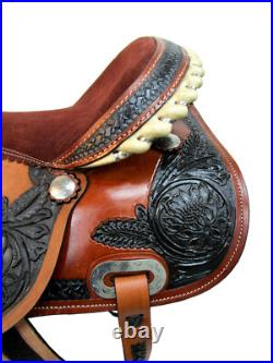 Western Saddle Trail Horse Barrel Racing Pleasure Used Leather Tack 15 16 17 18