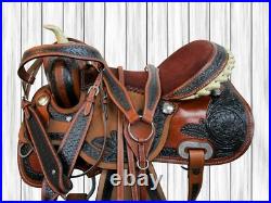 Western Saddle Trail Horse Barrel Racing Pleasure Used Leather Tack 15 16 17 18