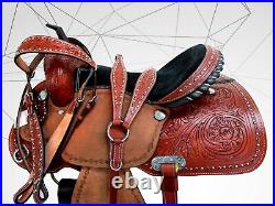 Western Saddle Trail Pleasure Horse Barrel Tooled Leather Used Tack 15 16 17 18