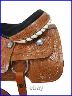Western Saddle Trail Pleasure Horse Floral Tooled Leather Cowboy Set 15 16 17 18