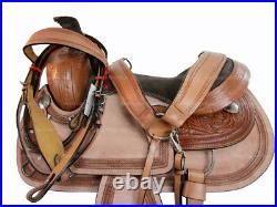 Western Saddle Used Pleasure Horse Trail Tooled Leather Tack 15 16 17 18