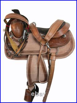 Western Saddle Used Pleasure Horse Trail Tooled Leather Tack 15 16 17 18