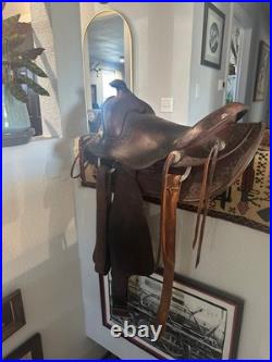 Western Saddle Vintage Antique Western Decor 13.5 Seat Brown Leather