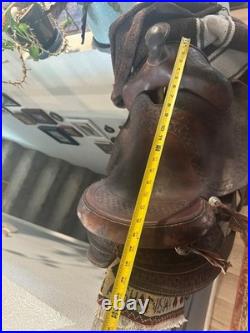 Western Saddle Vintage Antique Western Decor 13.5 Seat Brown Leather
