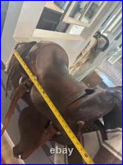 Western Saddle Vintage Antique Western Decor 13.5 Seat Brown Leather