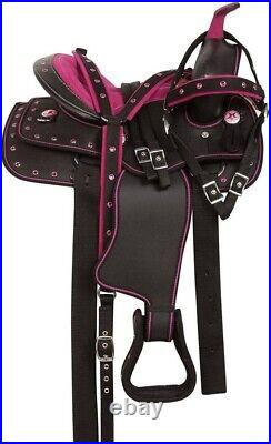 Western Synthetic Crystal Pleasure Horse Saddle Tack Size 10''to 18'