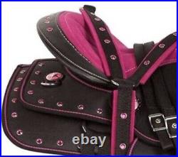Western Synthetic Crystal Pleasure Horse Saddle Tack Size 10''to 18'
