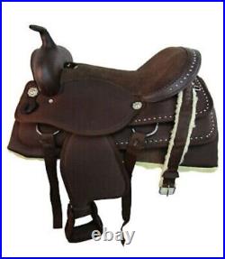 Western Synthetic Deep Seat Saddle 17 16 15 Pleasure Barrel Horse Trail Tack Set
