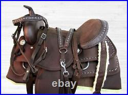 Western Synthetic Saddle Arabian Horse Pleasure Trail Brown Tack Set 17 16 15