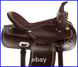 Western Trail Barrel Racing Pleasure Trail Adult Horse Saddle With Tack 10 to 18