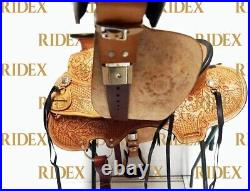 Western Trail Barrel Racing Racer Hand Tooled Leather Tack Saddle For Horse