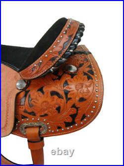 Western Trail Comfy Saddle 17 16 15 Pleasure Horse Tooled Used Leather Tack Set