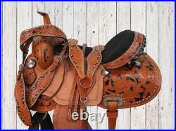 Western Trail Comfy Saddle 17 16 15 Pleasure Horse Tooled Used Leather Tack Set