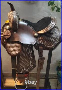 Western Trail Horse Saddle Barrel Racing Tack Premium Leather Tooled 10-18 DGRFH