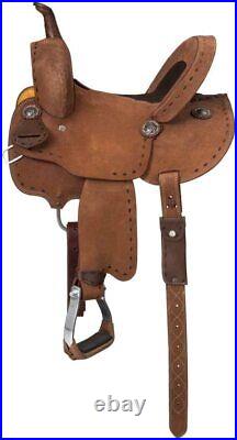 Western Trail Horse Saddle Barrel Racing Tack Premium Leather Tooled 10-18 FRTYU
