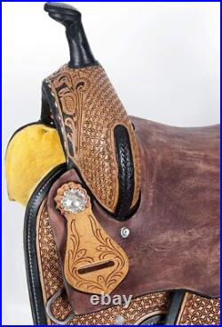 Western Trail Horse Saddle Barrel Racing Tack Premium Leather Tooled 10-18 GTYOI