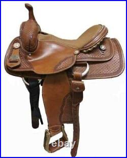 Western Trail Horse Saddle Barrel Racing Tack Premium Leather Tooled 10-18 GUYIO