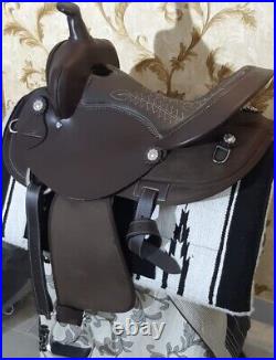 Western Trail Horse Saddle Barrel Racing Tack Premium Leather Tooled 10-18 HLKUU