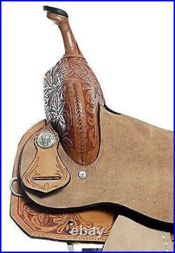 Western Trail Horse Saddle Barrel Racing Tack Premium Leather Tooled 10-18 HYI78
