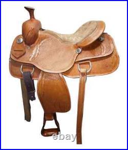 Western Trail Horse Saddle Barrel Racing Tack Premium Leather Tooled 10-18 IYN7U