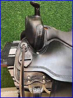 Western Trail Horse Saddle Barrel Racing Tack Premium Leather Tooled 10-18 YI7OU