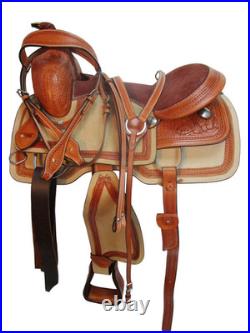 Western Trail Horse Saddle Brown Leather Pleasure Riding Tack 15 16 17 Seat US