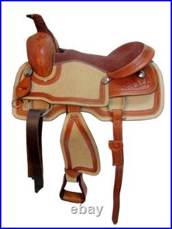 Western Trail Horse Saddle Brown Leather Pleasure Riding Tack 15 16 17 Seat US