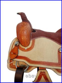 Western Trail Horse Saddle Brown Leather Pleasure Riding Tack 15 16 17 Seat US