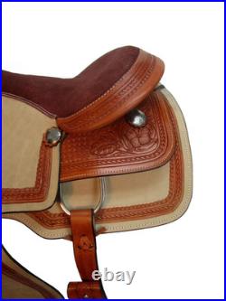 Western Trail Horse Saddle Brown Leather Pleasure Riding Tack 15 16 17 Seat US