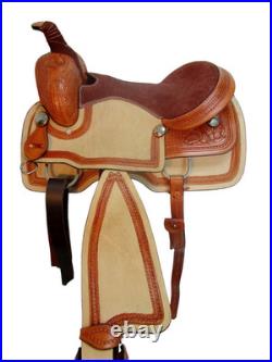 Western Trail Horse Saddle Brown Leather Pleasure Riding Tack 15 16 17 Seat US