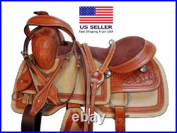 Western Trail Horse Saddle Brown Leather Pleasure Riding Tack 15 16 17 Seat US