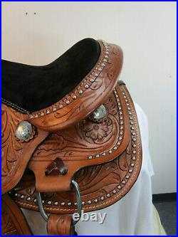 Western Trail Saddle 13 12 10 Used Kids Youth Pleasure Horse Tooled Leather Tack