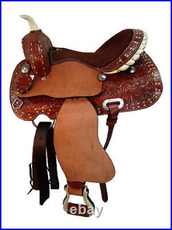 Western Trail Saddle 16 15 Pleasure Floral Tooled Brown Leather Horse Tack Set