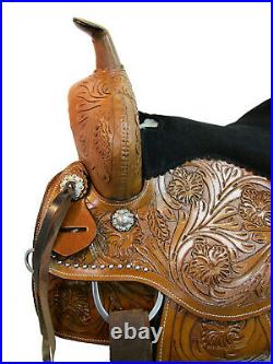 Western Trail Saddle 16 15 Pleasure Horse Floral Tooled Leather Horse Tack Set