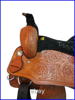 Western Trail Saddle 18 17 16 15 Pleasure Horse Floral Tooled Leather Tack Set