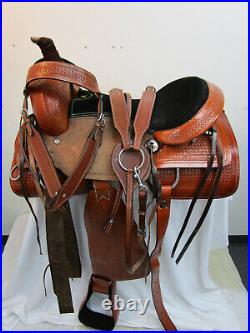 Western Trail Saddle 18 17 16 15 Pleasure Horse Floral Tooled Used Leather Tack