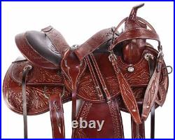 Western Trail Saddle Comfy Seat Premium Tooled Leather Horse Tack Headstall