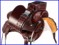Western Trail Saddle Comfy Seat Premium Tooled Leather Horse Tack Headstall