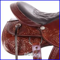 Western Trail Saddle Comfy Seat Premium Tooled Leather Horse Tack Headstall