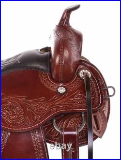 Western Trail Saddle Comfy Seat Premium Tooled Leather Horse Tack Headstall