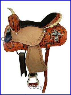 Western Trail Saddle Cowboy Rodeo Show Pleasure Used Horse Leather Tack 15 16 17